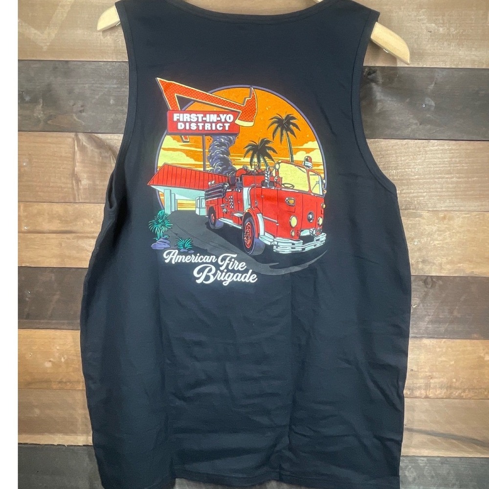 In-N-Out Burger Tank Top Mens Large Black American Fire Brigade Sleeveless